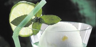 Cocktail mit Eis Sommer-Drink Zitroneneis Minze