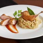 Champagnerdinner-Zwischengang: Wachtel mit Steinpilzrisotto