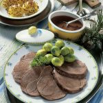 HIrschbraten mit Rosenkohl und Kartoffelknödeln