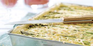 Spargel-Quiche mit Schinken und Orangenschale