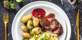 Gebratenes Hirschsteak mit Zwiebelsoße