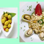 Olive croccanti / Risotto ai frutti di mare