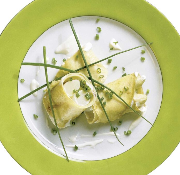 Spargel-Schinken-Röllchen / Crêpes mit Spargel