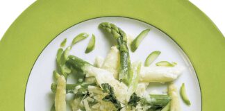 Champagner-Risotto mit buntem Spargel