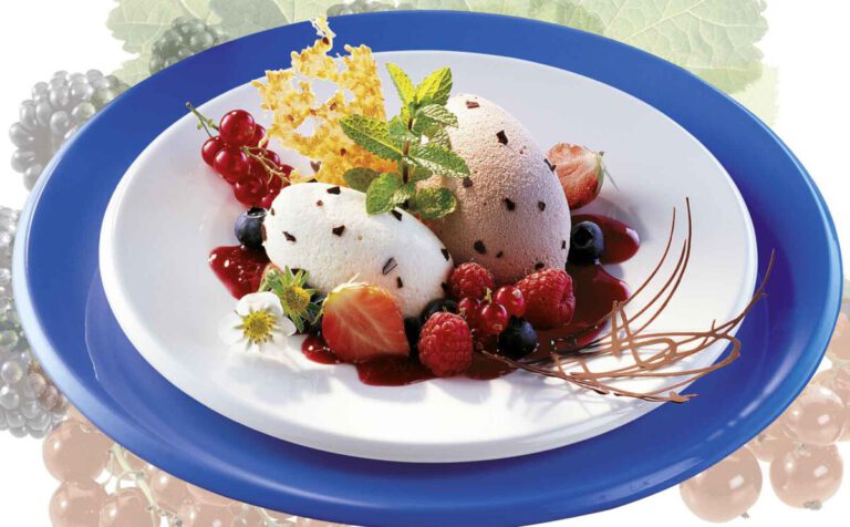 Stracciatella-Mousse mit Beerenfrüchten - genießen und reisen