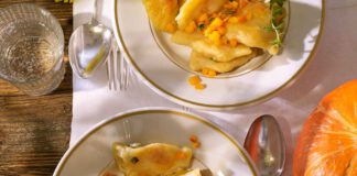 Maultaschen mit Kürbis-Topfenfüllung