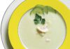 Garnelen-Gurken-Suppe geeist, mit Shrimps