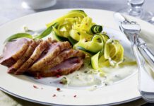 Entenbrust in Castello-Weißweinsauce zu Zucchini-Bandnudeln, foto Castello