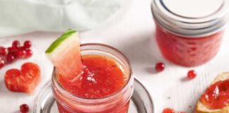 Wassermelonen-Johannisbeer-Fruchtaufstrich mit Minze, foto Diamant