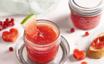 Wassermelonen-Johannisbeer-Fruchtaufstrich mit Minze, foto Diamant